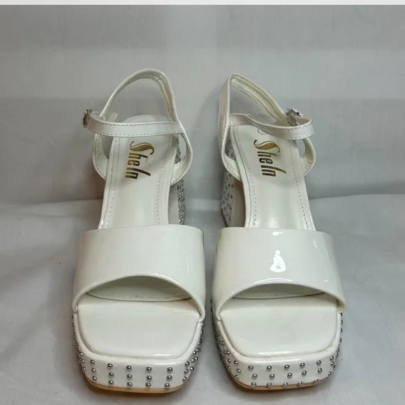 SHEIN Patent PU Studded Sole Open Toe Heeled Sandals Size 7.5 - Picture 2 of 7